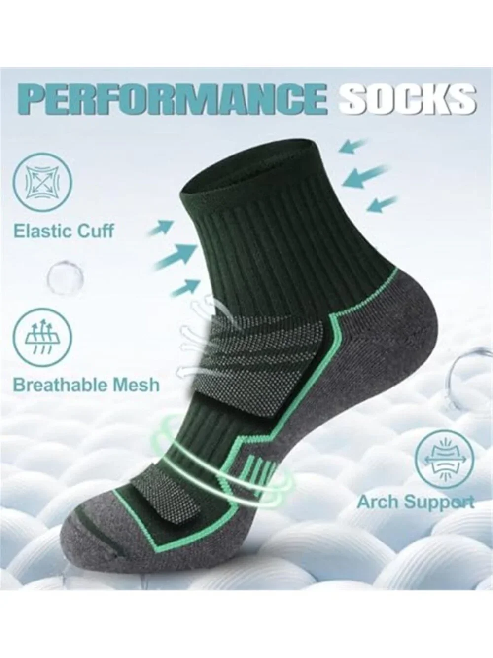 Men's Cushioned Ankle Socks, Athletic Running Gym Socks 6 Pairs